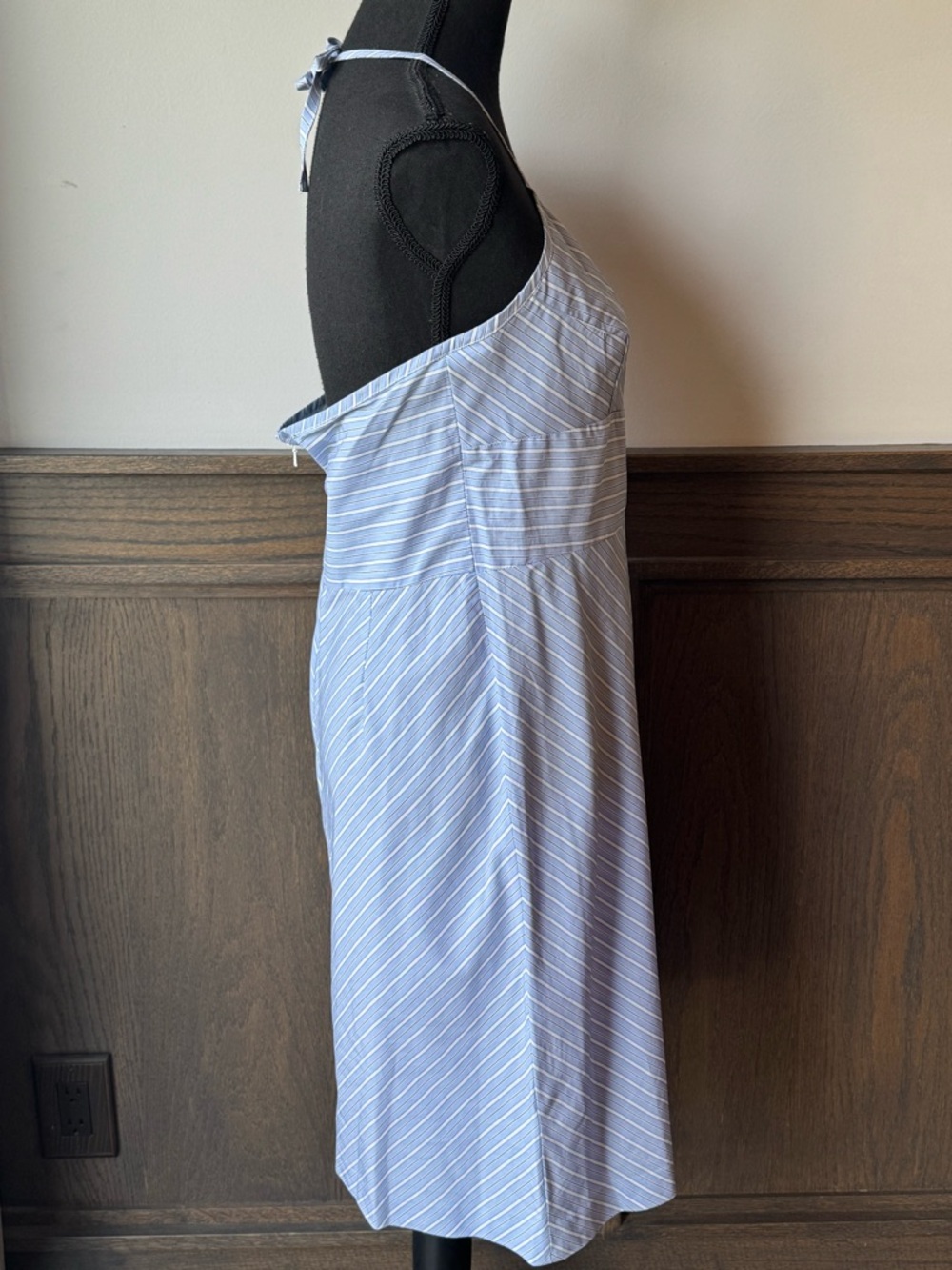 Tommy Hilfiger Light Blue & White Striped v neck cotton halter dress 12 EUC - Picture 5 of 10
